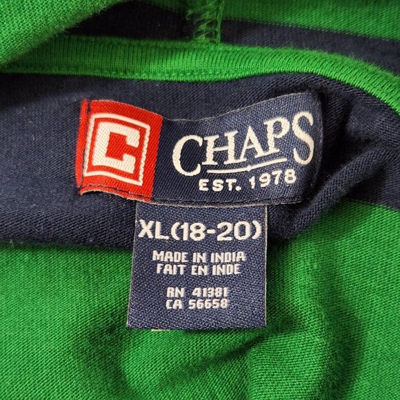 Chaps Est. 1978 Youth Hooded Block Stripe Long Sleeve Tee Size XL (18-20) Green - Picture 9 of 12